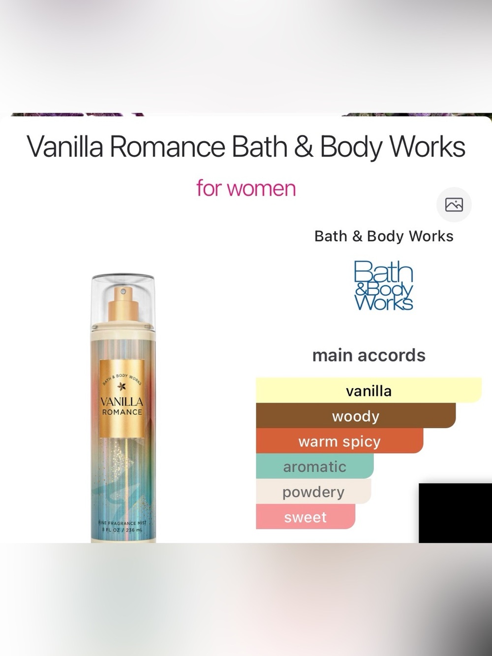 Bath & Body Works Vanilla Romance Travel Size Perfume Spray - 7ml - Picture 4 of 4